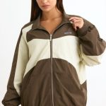 Colourblock Track Jacket in Espresso