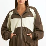 Colourblock Track Jacket in Espresso - Image 5