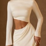 Asymmetric Cut-Out A-Line Mini Dress in Ivory - Image 5