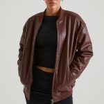 Faux Leather Jacket in Brown - Image 6
