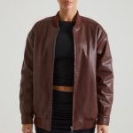 Faux Leather Jacket in Brown - Image 7