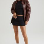 Faux Leather Jacket in Brown - Image 8