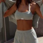 Terry Towelling Scoop-Neck Bralette in Sage Grey