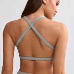 Terry Towelling Scoop-Neck Bralette in Sage Grey - Image 2
