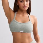 Terry Towelling Scoop-Neck Bralette in Sage Grey - Image 5