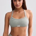 Terry Towelling Scoop-Neck Bralette in Sage Grey - Image 6