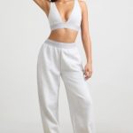 High-Waist Straight-Leg Joggers in Grey Marl