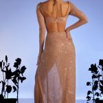 Embellished Cowl Neck Maxi Dress in Nude - Image 2