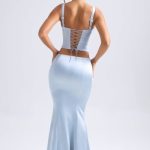 Mid-Rise Fishtail Maxi Skirt in Light Blue - Image 2