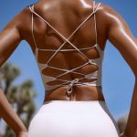 Plunge Neck Open Back FlexiRib Sports Bra in Soft Grey - Image 5