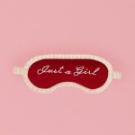Ruffle-Trim Embroidered Eye Mask in Ruby Red - Image 2