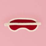 Ruffle-Trim Embroidered Eye Mask in Ruby Red - Image 3