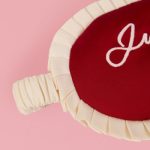 Ruffle-Trim Embroidered Eye Mask in Ruby Red - Image 5