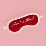 Ruffle-Trim Embroidered Eye Mask in Ruby Red - Image 6