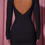 Cut-Out Heart-Detail Bodycon Mini Dress in Black - Image 5
