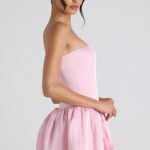 Lace-Up Bubble Hem Corset Mini Dress in Soft Pink - Image 3