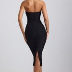 Ruched Hardware Detail Strapless Midaxi Dress in Black - Image 2