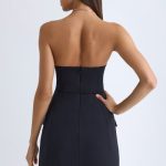 Strapless Structured Tulip Mini Dress in Black - Image 4