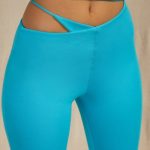 Cut Out Flare Trousers in Aqua - Image 3