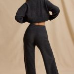 Mid-Rise Wide-Leg Joggers in Charcoal Marl - Image 2