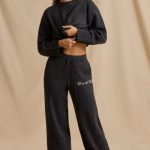Mid-Rise Wide-Leg Joggers in Charcoal Marl - Image 5