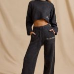 Mid-Rise Wide-Leg Joggers in Charcoal Marl - Image 6