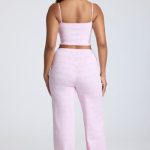 Mid Rise Straight Leg Pointelle Trousers in Baby Pink - Image 2