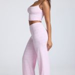 Mid Rise Straight Leg Pointelle Trousers in Baby Pink - Image 3