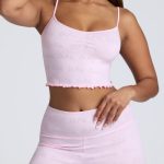 Mid Rise Straight Leg Pointelle Trousers in Baby Pink - Image 5