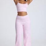 Mid Rise Straight Leg Pointelle Trousers in Baby Pink - Image 6