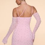 Embellished Asymmetric Corset Mini Dress in Blush - Image 2