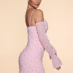 Embellished Asymmetric Corset Mini Dress in Blush - Image 3