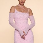 Embellished Asymmetric Corset Mini Dress in Blush - Image 6