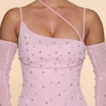 Embellished Asymmetric Corset Mini Dress in Blush - Image 8