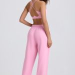 Mid-Rise Wide-Leg Joggers in Baby Pink - Image 3