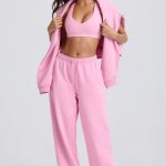 Mid-Rise Wide-Leg Joggers in Baby Pink - Image 11