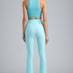 Tall Metallic Belted Mid-Rise Flared Trousers in Ice Blue - Image 2
