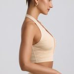 Slinky Jersey Ruched Halterneck Top in Buttercream - Image 3