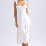 Sweetheart-Neck Ruched Midaxi Dress in Ivory - Image 5
