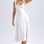 Sweetheart-Neck Ruched Midaxi Dress in Ivory - Image 6