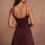 Triangle Cup A-Line Mini Dress in Brown - Image 2