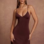 Triangle Cup A-Line Mini Dress in Brown - Image 7