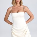 Draped A-Line Mini Dress in Ivory