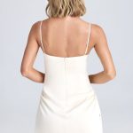 Draped A-Line Mini Dress in Ivory - Image 2
