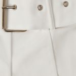 Petite Metallic Belted Mid-Rise Flared Trousers in Ivory - Image 4