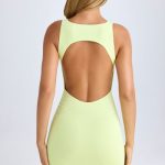 Modal High-Neck Open-Back Mini Dress in Matcha Green - Image 5