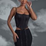Lace Up Mini Skirt in Black - Image 5