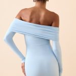 Modal Off-Shoulder Mini Dress in Ice Blue - Image 3