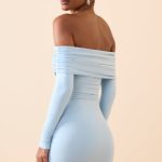 Modal Off-Shoulder Mini Dress in Ice Blue - Image 6