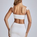 Cut Out Satin Mini Dress in Ivory - Image 2